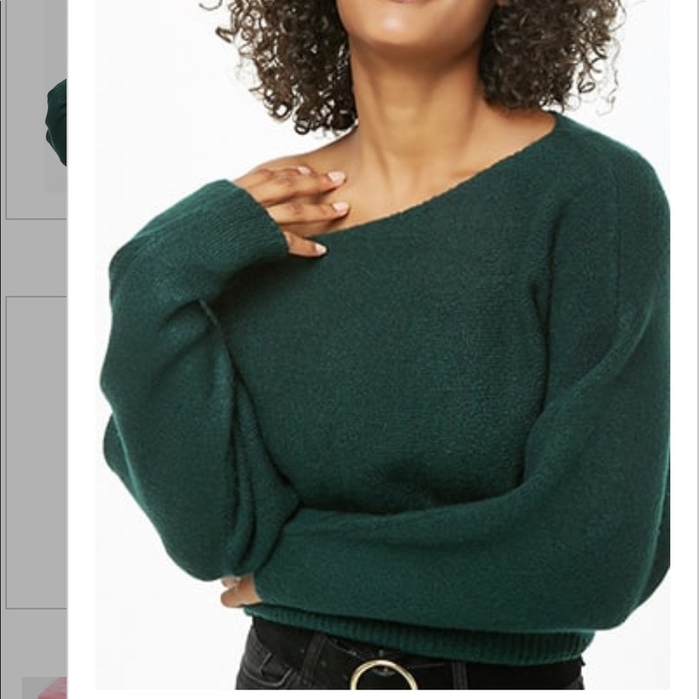 NWT off the shoulder dark green sweater